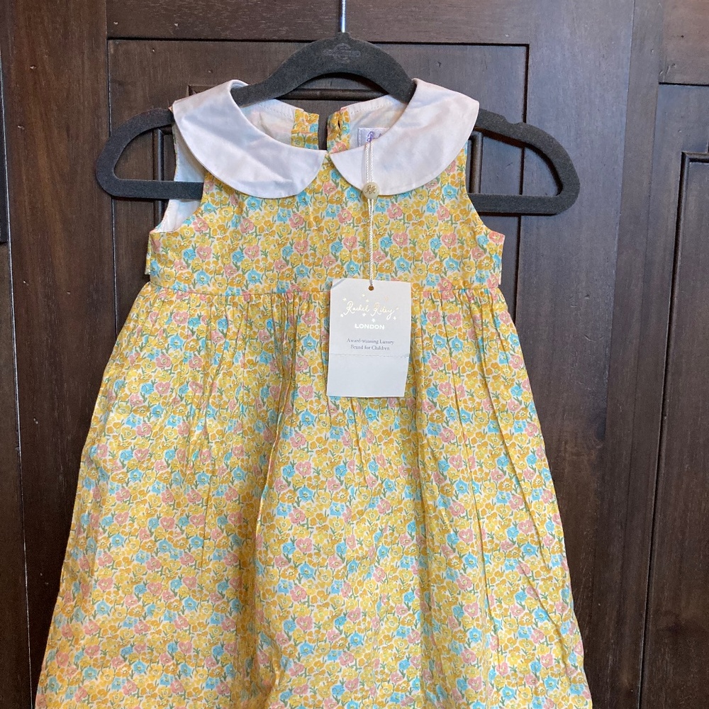 Baby girls Rachel Riley yellow floral dress size 12 months